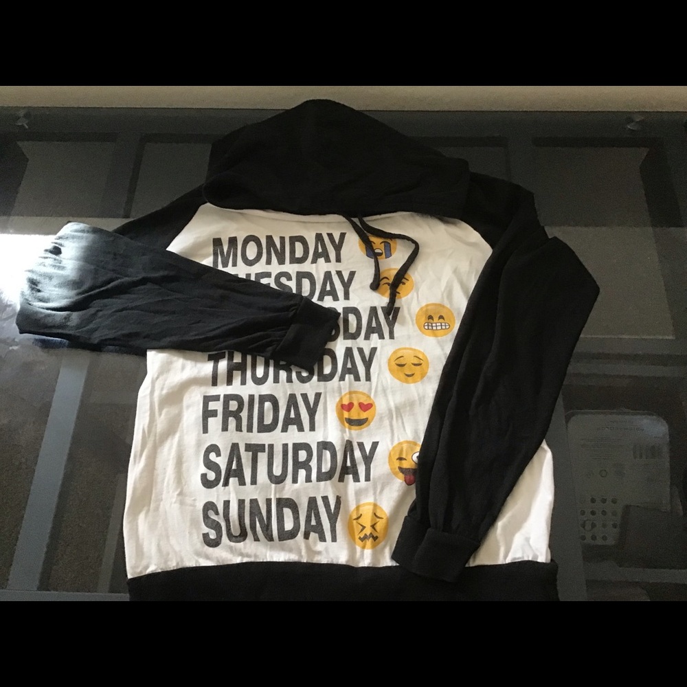 On fire black and white medium hoodie with emojis